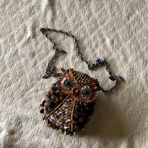 Mary Frances Beaded Owl Clutch Handbag